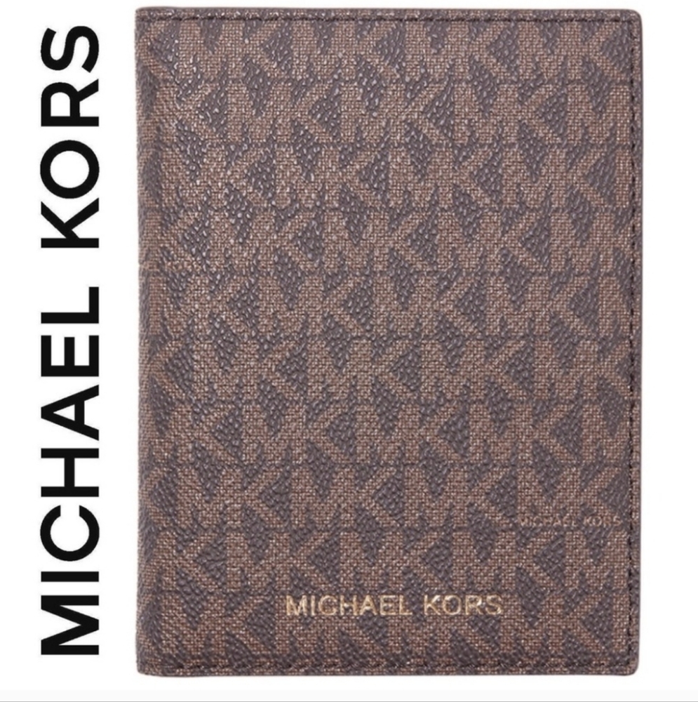 Michael Kors Brown Signature Passport Wallet
